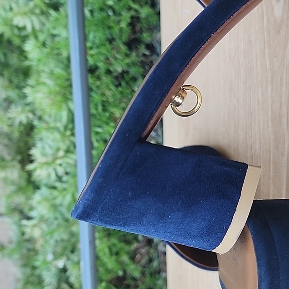 BY FAR Suede Block Heel Slide Mule Open Toe Blue 39 - Picture 5 of 11